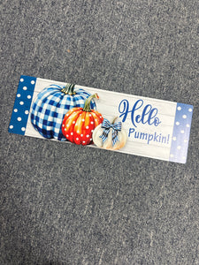 Gingham Pumpkin Stack Set - Horizontal PVC Sign