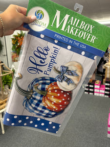 Gingham Pumpkin Stack Set - Mailbox Cover