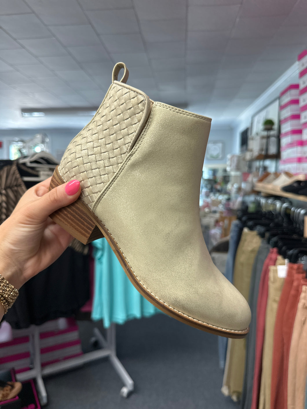 Gold Metallic Half N Half Corky Booties