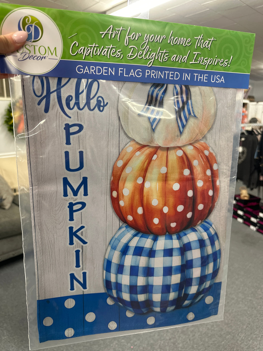 Gingham Pumpkin Stack Set - Garden Flag