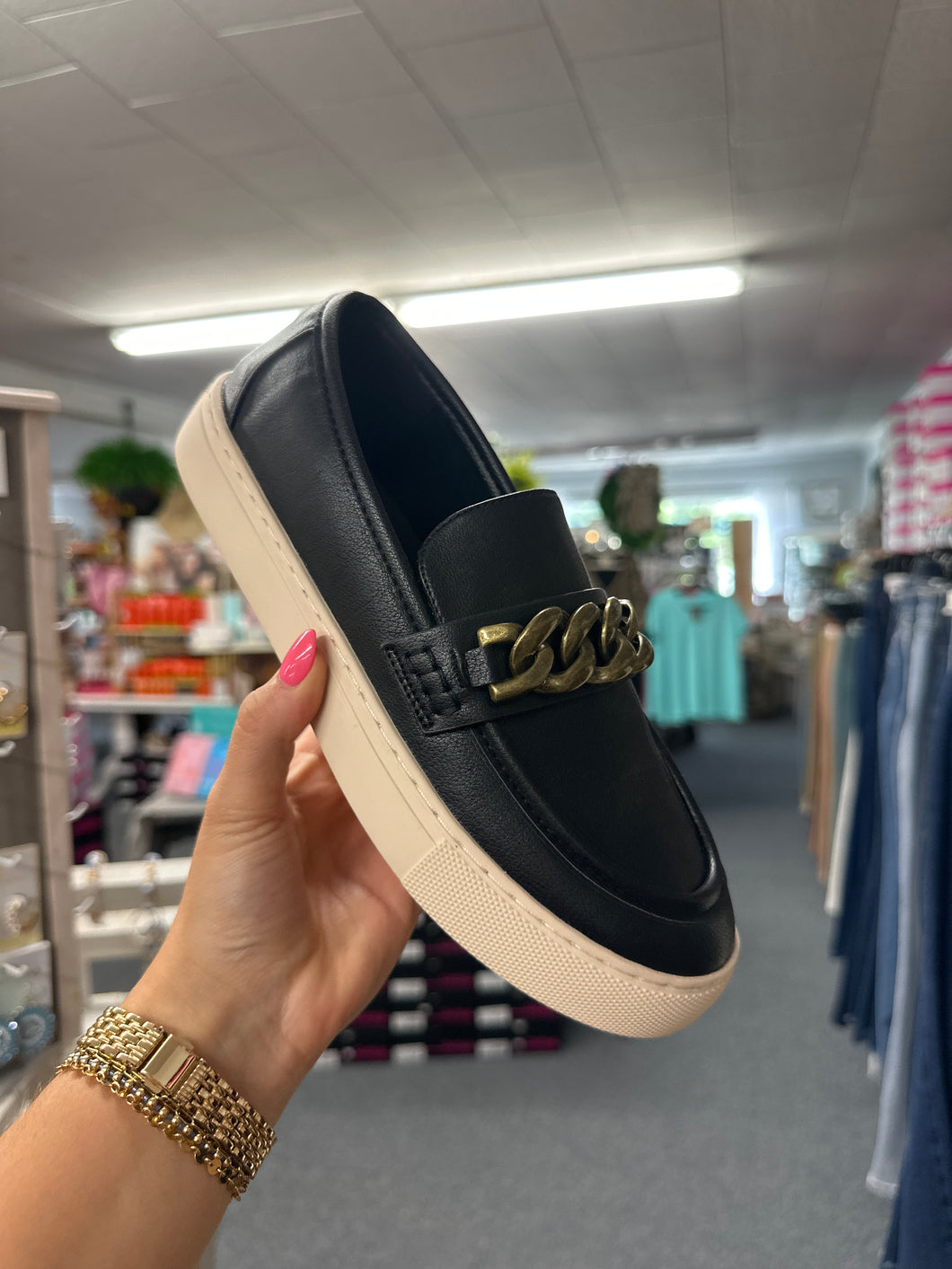 Black Chain Reaction Corky Slip On Loafers
