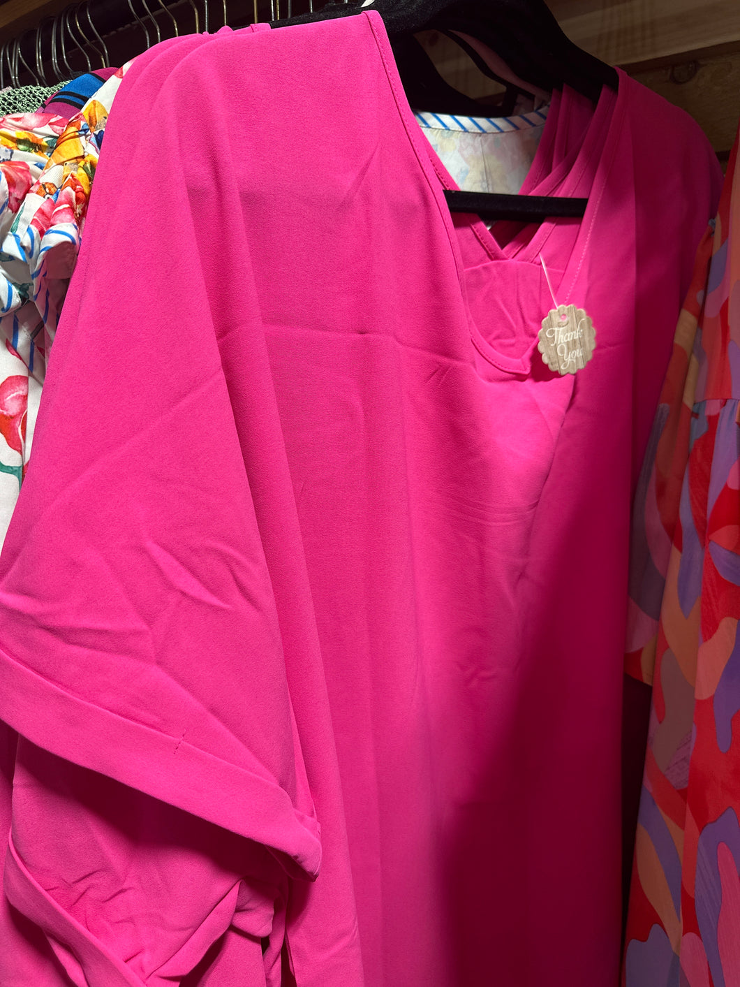 Hot pink v-neck blouse