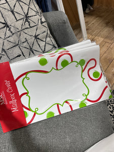 Red and Green Swirl Christmas Mailbox Cover