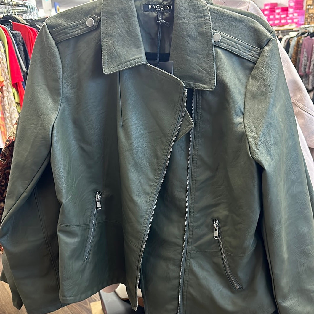 Army green leather jacket