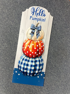 Gingham Pumpkin Stack Set - YarDecor