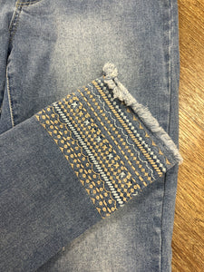 Embroidered Light Wash Jeans
