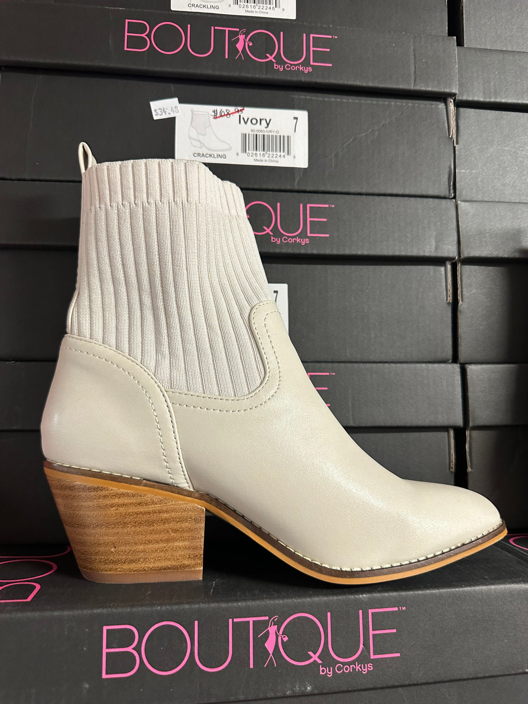 Ivory Crackling Boots